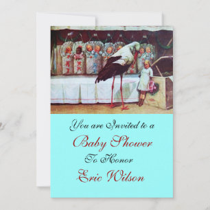 STORK BABY SHOWER 3, blauw Kaart