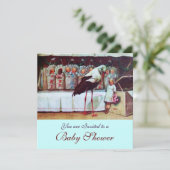 STORK BABY SHOWER 3, blauw Kaart (Staand voorkant)