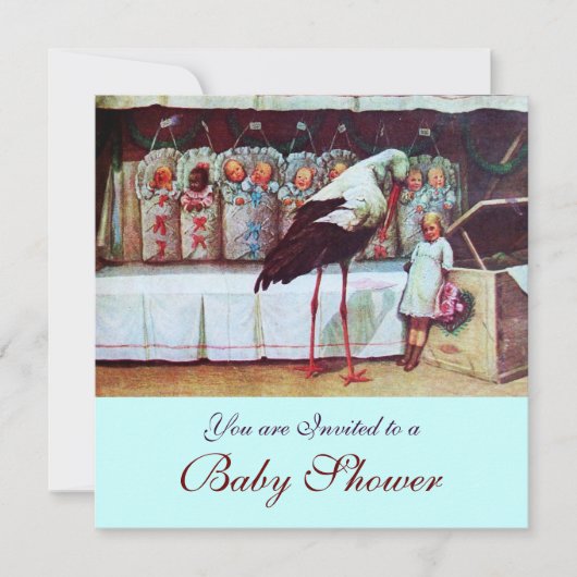 STORK BABY SHOWER 3, blauw Kaart (Voorkant)