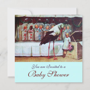 STORK BABY SHOWER 3, blauw Kaart