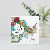 STORK BABY SHOWER 3 MONOGRAM, goudmetaal Kaart (Staand voorkant)