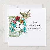 STORK BABY SHOWER 3 MONOGRAM, goudmetaal Kaart (Achterkant)