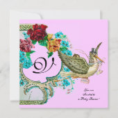 STORK BABY SHOWER 3 MONOGRAM, goudmetaal Kaart (Voorkant)