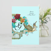 STORK BABY SHOWER 3 MONOGRAM KAART (Staand voorkant)