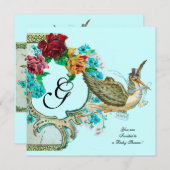 STORK BABY SHOWER 3 MONOGRAM KAART (Voorkant / Achterkant)