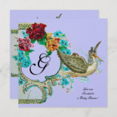 STORK BABY SHOWER 3 MONOGRAM witte champagne Kaart (Voorkant / Achterkant)