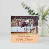 STORK BABY SHOWER 3, roze Kaart (Staand voorkant)
