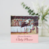 STORK BABY SHOWER 3, roze Kaart (Staand voorkant)