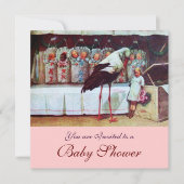 STORK BABY SHOWER 3, roze Kaart (Voorkant)