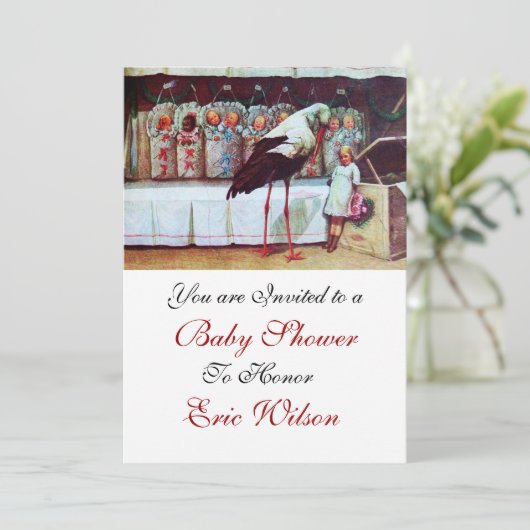 STORK BABY SHOWER 3, wit Kaart (Staand voorkant)