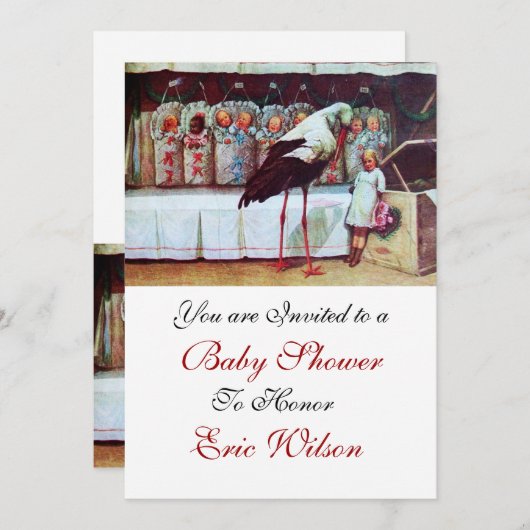 STORK BABY SHOWER 3, wit Kaart (Voorkant / Achterkant)