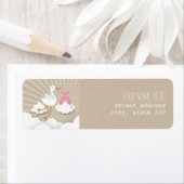 Stork Baby shower Adreslabel - roze Etiket (Insitu)