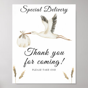 Stork baby shower - Bedankt voor uw komst Poster