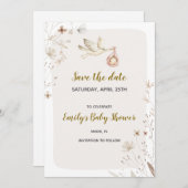 Stork baby shower bewaar de datum save the date (Voorkant / Achterkant)