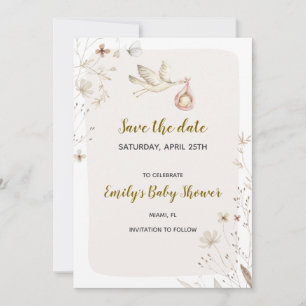 Stork baby shower bewaar de datum save the date