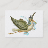 STORK BABY SHOWER, Blauw Wit Parelpapier Visitekaartje (Achterkant)