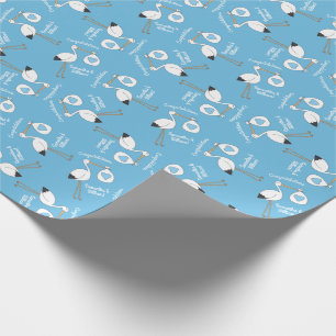 Stork Baby shower Blue Boy Cadeaupapier