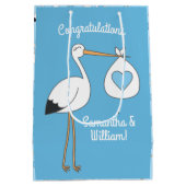 Stork Baby shower Blue Boy Medium Cadeauzakje (Achterkant)