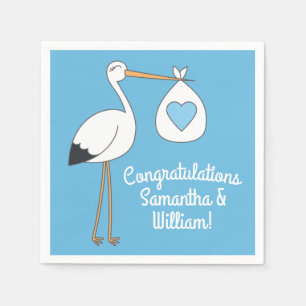 Stork Baby shower Blue Boy Servet