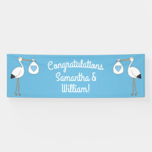 Stork Baby shower Blue Boy Spandoek