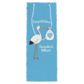 Stork Baby shower Blue Boy Wijn Cadeautas (Achterkant)
