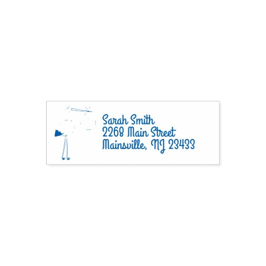 Stork Baby shower Blue Boy Zelfinktende Stempel (Design)