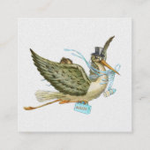 STORK BABY SHOWER Blue White Pearl Paper Vierkante Visitekaartje (Achterkant)