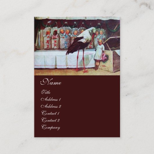 STORK BABY SHOWER bruin Visitekaartje (Voorkant)