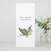 STORK-BABY SHOWER, champagne-metaal Kaart (Staand voorkant)