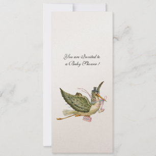 STORK-BABY SHOWER, champagne-metaal Kaart