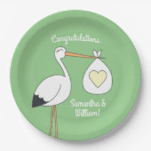 Stork Baby shower Green Papieren Bordje (Voorkant)