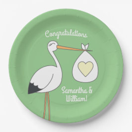 Stork Baby shower Green Papieren Bordje