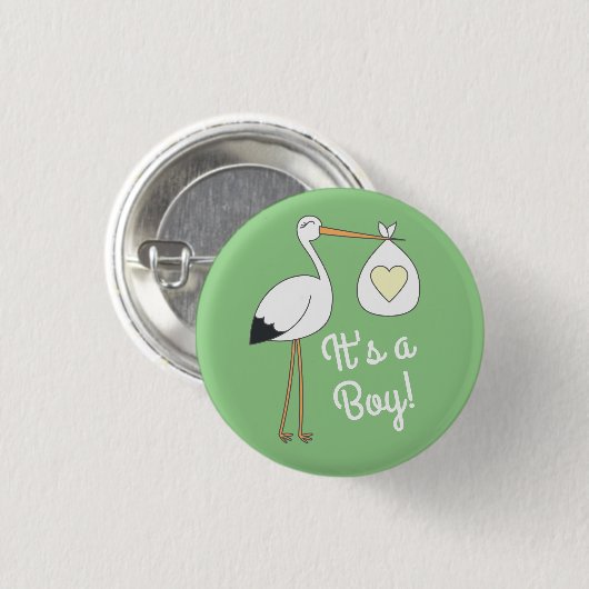 Stork Baby shower Green Spring Ronde Button 3,2 Cm (Voorkant /achterkant)