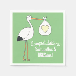 Stork Baby shower Green Spring Servet