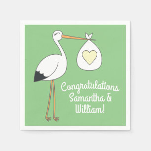 Stork Baby shower Green Spring Servet