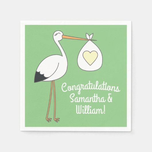 Stork Baby shower Green Spring Servet (Voorkant)