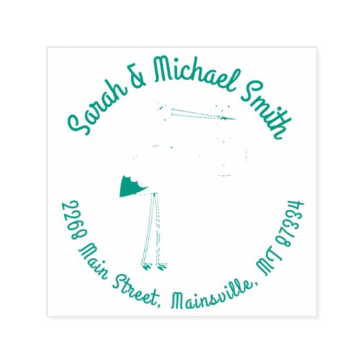 Stork Baby shower Green Spring Zelfinktende Stempel (Design)