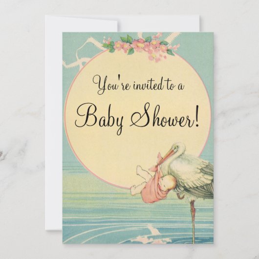 Stork Baby shower Invitation Kaart (Voorkant)