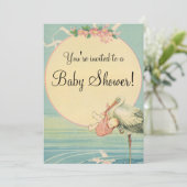  Stork Baby shower Invitation Kaart (Staand voorkant)