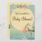  Stork Baby shower Invitation Kaart (Voorkant / Achterkant)