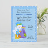 Stork Baby shower Invitation Kaart (Staand voorkant)