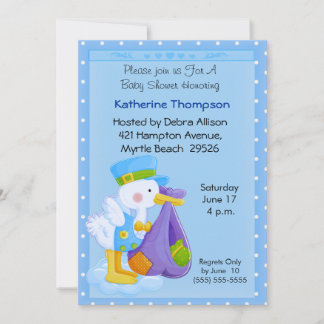 Stork Baby shower Invitation Kaart