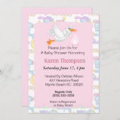 Stork Baby shower Invitation Kaart (Voorkant / Achterkant)