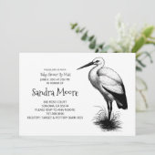 Stork Baby shower Invitation Kaart (Staand voorkant)