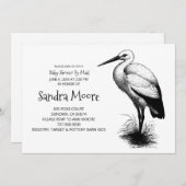 Stork Baby shower Invitation Kaart (Voorkant / Achterkant)