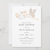Stork Baby shower Invitation Kaart (Voorkant)