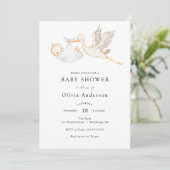 Stork Baby shower Invitation Kaart (Staand voorkant)