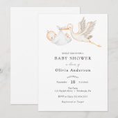 Stork Baby shower Invitation Kaart (Voorkant / Achterkant)