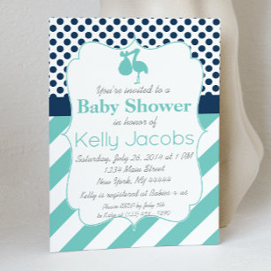 Stork Baby shower Invitation Kaart