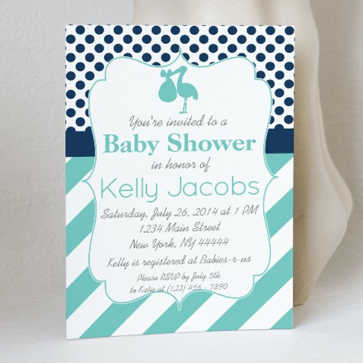 Stork Baby shower Invitation Kaart